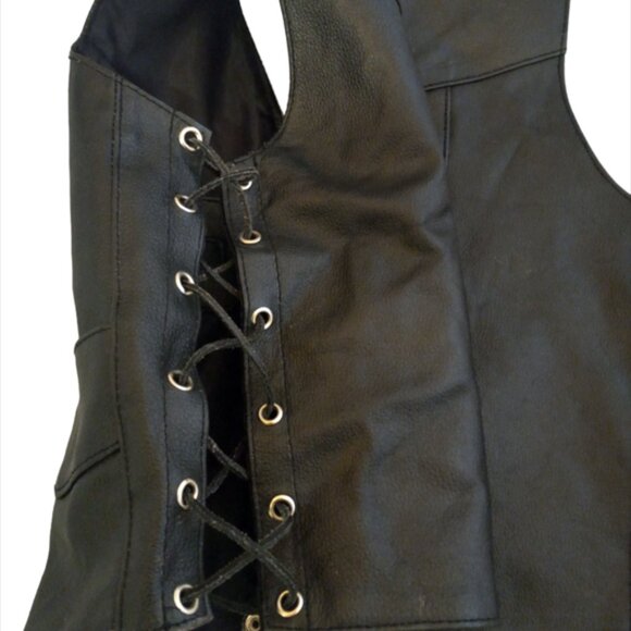 Paragon Leather & Sports Limited Women's Black Genuine Leather Vest Slze Large - Picture 7 of 12